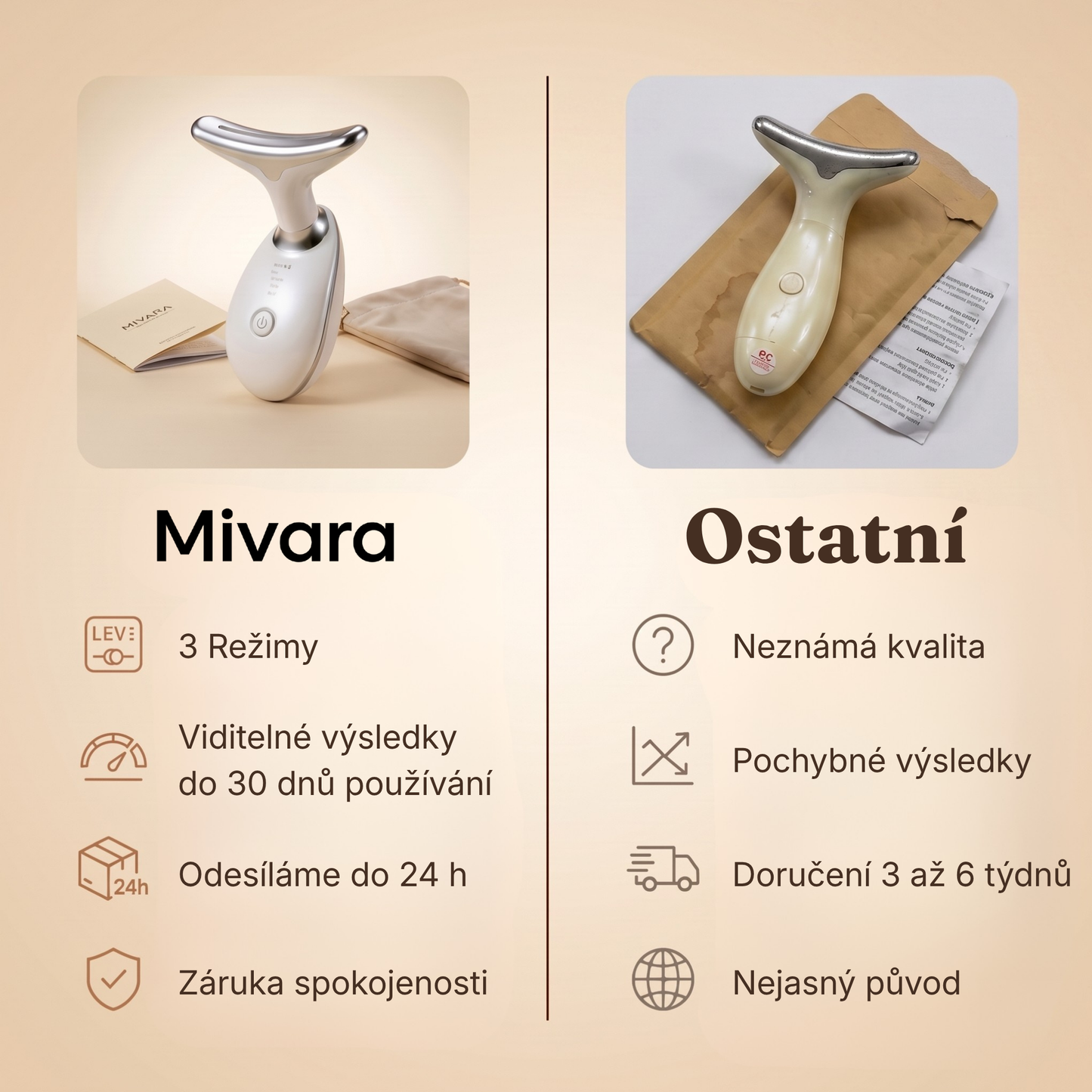 MIVARA™ 3-v-1 EMS lifting přístroj na obličej a krk